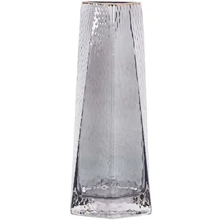 Blumenvase Grau Glas 27 Cm Hohe Form Mit Goldrand Breiter Öffnung Modern Tischdeko Wohnaccessoires Deko Glasvase Für Wohnzimmer Esstisch Flur
