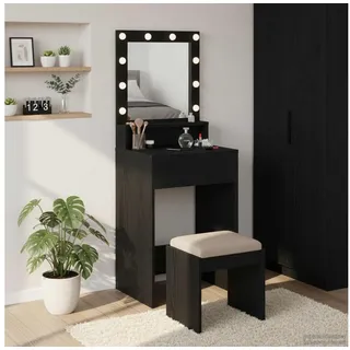vidaXL Schminktisch mit LED-Leuchten Schwarz Eichen-Optik 50 x 135 cm