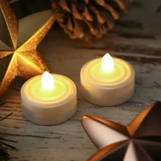 MARELIDA LED Teelichter flackernd flammenlos inkl. Batterien Timer D: 3,6cm weiß 12er Set