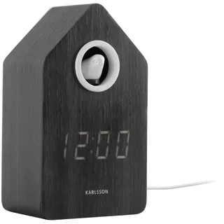 Karlsson Wecker Cuckoo Led - Schwarzes Holz - 6x9x15.3cm - Rechteck - Holz - Wecker für Schlafzimmer