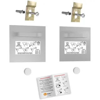 hang-it Spiegelbefestigung Set Wandmontage M - 2 Stück Spiegelbleche - 100x100 mm - Spiegelhalter und Wandaufhänger