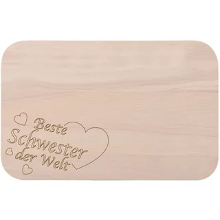 Frühstücksbrettchen/Frühstücksbrett mit Gravur "Beste Schwester der Welt" als Geschenk - aus Holz - Geschenkidee ideal zum Geburtstag oder zu Weihnachten