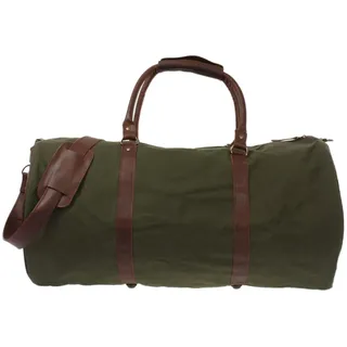 LECONI große Reisetasche Weekender Reisegepäck Handgepäck Sporttasche für Damen und Herren Leder + Canvas 60x30x30cm grün LE2026-C