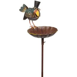 Moritz Gartenstecker Rabe Zylinder Metall 129 cm – Vogeltränke Stab Deko