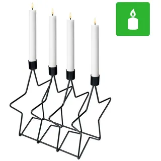 Marrakesch Orient & Mediterran Interior Adventskranz Moderner Adventskranz Meligne handgemacht aus Metall in Schwarz 22 cm, Handarbeit schwarz