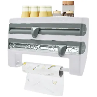 Küchenrollenhalter Wand | Aus Hips, 39x10x24cm | Mit Cutter Für Folie | Als Alufolienspender Und Frischhalte | ABS Frischhaltefolien-Schneider,für die Küche geeignet