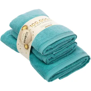 Vossen Frottierset Jubiläums Set DE, Grün, Textil, 3-teilig, Uni, ISO 9001, Fkt, Made in Austria, Oeko-Tex® Standard 100, hochwertige Qualität, Badtextilien, Handtuch-Sets