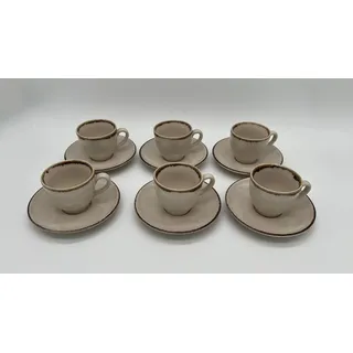 Homeparadise Mokkatassen Espressotassen Set 100% Porzellan 90 ml Kaffee Cappuccino mit Untertassen für 6 Personen 12 tlg. (Zimt)