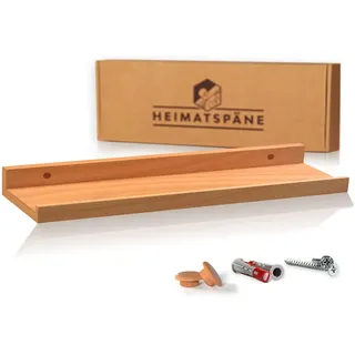 Heimatspäne Bilderleiste Kernbuche 60cm - Wandregal Holz [inkl. Schraubenabdeckungen aus Echtholz] Regalbrett Holz als Wandboard oder Schweberegal