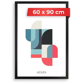 ACAZA Bilderrahmen 60x90 cm Schwarz, MDF Holz mit bruchsicherem Acrylglas, für Photos, Poster und Puzzles, Wandmontage, Hoch- und Querformat