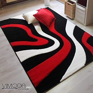 Moderne Designer Teppiche Verschiedene Muster Lila Rot Grau Schwarz Weiss 60x110 cm
