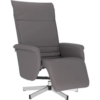 vidaXL Relaxsessel mit Fußteil Kunstleder 86,5 x 107,5 x 86,5 cm Grau drehbar