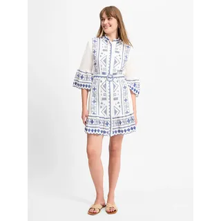 AMBIANCE Kleid A-Linien Beige/Blau/Weiß 38
