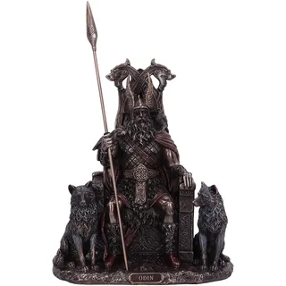 Nemesis Now Bronzefigur Odin All Father Wölfe und Thron, 22 cm