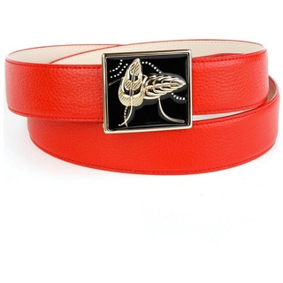 Anthoni Crown Ledergürtel mit handgefertigter Glasur-Schließe, Bicolor-Optik rot 85