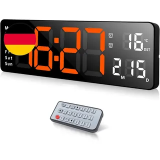 Fuloon Wanduhr Digital, 13 Zoll Digitale Wanduhr Groß LED Wand Uhr, Digital Weck