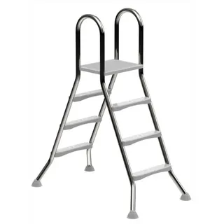 HAF Poolleiter Ideal Hochbeckenleiter 3+3 Stufen 1,0m/1,0m V2A Edelstahl Poolleiter (Plattform mit 120 kg belastbar, Aus hochwertigem V2A Edelstahl), Stabile Schwimmbadleiter für Aufstellpool 3+3 Stufen