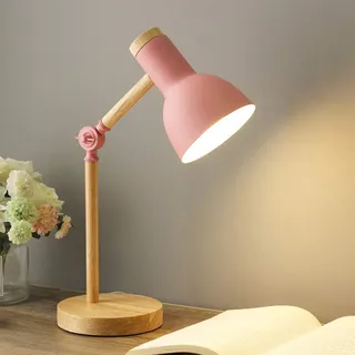 Mengjay Schreibtischlampe Retro, E27 Tischlampe Wohnzimmer Leselampe Schwenkbar mit Schwanenhals für Schlafzimmer Kinderzimmer Lesezimmer,Arbeitsleuchte,Bürolampe, Nachttischlampe (Rosa)