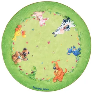 Kinderteppich Die Lieben Sieben, Hellgrün, Textil, Tier, rund, Oeko-Tex® Standard 100, für Fußbodenheizung geeignet, pflegeleicht, Teppiche & Böden, Teppiche, Runde Teppiche