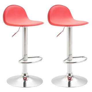 TPFLiving Barhocker Lana (Set, 2 St., mit hoher Rückenlehne und Fußstütze - Hocker für Theke & Küche), 360° drehbar - Gestell: Metall chrom- Sitzfläche: Kunstleder Rot rot