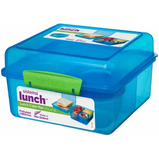 Sistema TO GO Brotdose mit Fächern Cube Max | 2L Bento-Lunchbox mit auslaufsicherem Joghurtbehälter | für Kinder & Erwachsene | BPA-frei | Gemischte Farben (nicht auswählbar)
