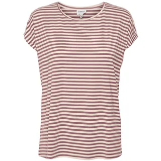 Vero Moda Damen T-Shirt VMAVA PLAIN STRIPE Regular Fit Nostalgia Rosa Weiß 10284469 S