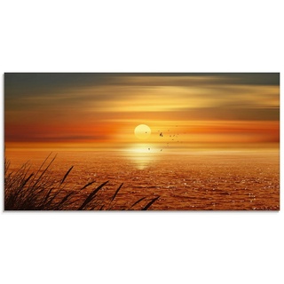 Artland Glasbild Sonnenuntergang über dem Meer, Sonnenaufgang & -untergang (1 St), in verschiedenen Größen orange 60 cm x 30 cm