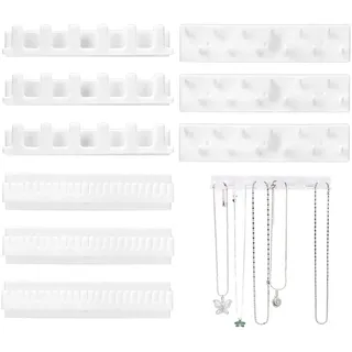 HAMKU 9 Stück Schmuck Organizer Hängend, Kettenhalter Selbstklebend, Schmuckaufbewahrung Wand Stanzfreie Schmuckhaken Zur Wandmontage Hängend Für Schmuck Halskette Ring Und Ohrring(3Form)