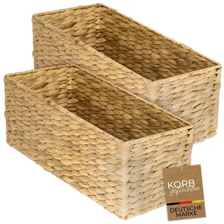 HMF Aufbewahrungskorb Badezimmer Korb geflochten aus Wasserhyazinthe Seegras 38 x 15 x 14 cm beige