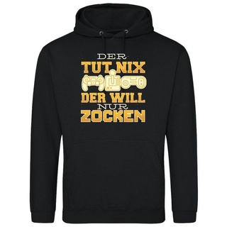 Youth Designz Kapuzenpullover "Der Tut Nix, Der Will Nur Zocken" Herren Hoodie Pullover mit trendigem Frontprint schwarz 3XL