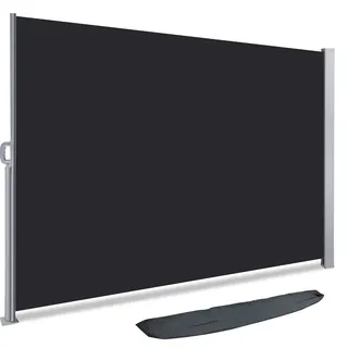 VOUNOT Seitenmarkise 160 x 300 cm Schwarz Polyester