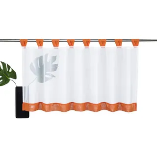 SIMPVALE Bistrogardine Volants kurze Netzvorhänge Fenster Innendekoration für Küche Balkon (Breite 120 cm / Länge 30 cm, Orange)