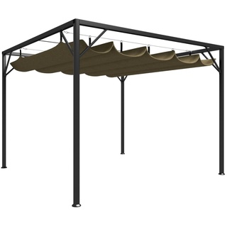Festnight pavillon 3x3 Metall mit Ausziehbarem Dach pergola Balkon Wasserdicht, Stabil & Winterfest, Gartenpavillon mit UV-Schutz & Stahl 3x3 m Stahl - Taupe-2