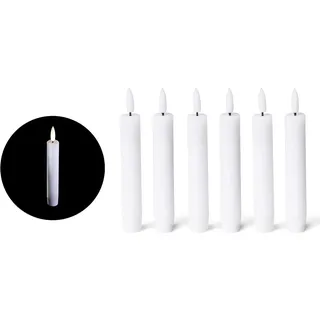 Novaliv, LED Kerzen, Weisse LED Stabkerze mit Timerfunktion 6er Set - Stabkerze LED bewegliche Flamme Timer - 12,5cm Höhe (6x)