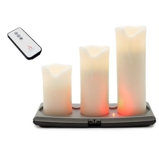 Smart Candle LED Kerzen 3er Set Echtwachskerzen mit Fernbedienung wiederaufladbar sicher