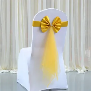 EasyByMall Stretch-Stuhlschleifen Stuhlhusse, Elastische Stretch-Stuhlhussen, Schleifen, Stuhlhussen mit Schnalle, für Hochzeit, Party, Zeremonie, Veranstaltungen, Stuhldekoration (Gold), 10 Stück