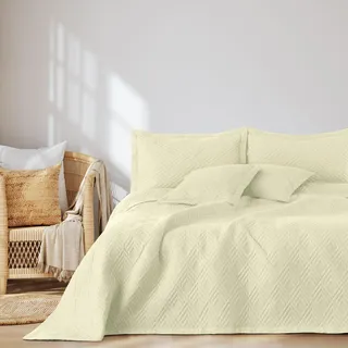 AmeliaHome Ophelia Bettüberwurf 260 x 280 cm Beige/Weiß