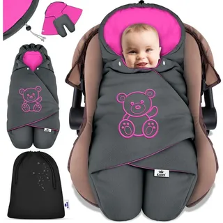Kidiz KIDIZ® Baby Einschlagdecke Babyschale Winter Herbst Babydecke mit Kapuze & Tasche Universal Fußsack kompatibel mit Maxi-Cosi, Römer, Buggy, Kinderwagen & Autositz isolierend gegen Wind, Nässe & Kälte