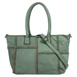 Shopper SAMANTHA LOOK Gr. B/H/T: 48 cm x 28 cm x 15 cm onesize, grün (mint) Damen Taschen Handtaschen echt Leder, Made in Italy