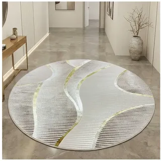 Carpetia Designteppich Dekorative Muster, rund, Höhe: 8 mm, pflegeleicht, weich weiß rund | 120 cm x 120 cm x 8 mm
