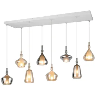 TRIO Leuchten LED Pendelleuchte mehrflammig Lampenschirme Glas B: 125cm, Dimmfunktion, LED wechselbar, warmweiß, groß-e Designer Hängelampe Rauchglas hängend über Esstisch & Kochinsel braun
