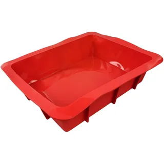GMMH XXL Silikon Auflaufform für Lasagne (Rot) Aufläufe und Brownies, Antihaft Lasagneform, 30 x 20 cm, Brownieform Kastenform Backform Kuchenform Silikonbackform Silikonformen Backen