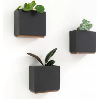 Famanu Wandvase 3-teiliges Set aus hochwertigem Harz - Schwarz
