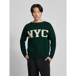 Strickpullover mit Statement-Stitching, Dunkelgruen, M