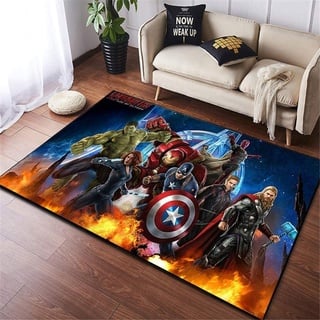 BILIVAN Avengers Carpet Marvel Fußmatte Teppich Captain America Teppich Wohnzimmer Schlafzimmer Fußmatte Anti-Rutsch-Matte Cartoon Geschenk (120 x 160 cm)
