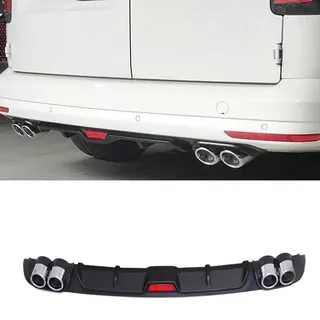 PEJLHK Silber/Schwarz Auto Hinten Stoßstange Diffusor Spoiler Lippe für Vw Caddy 2005-2018, Body Kit Spoiler, ABS Kunststoff Material,Black-Black