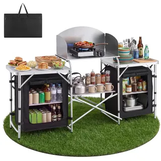 Vevor Campingküche klappbar Schwarz/Silber