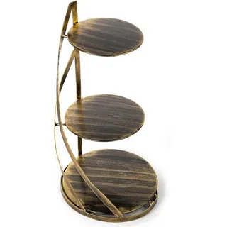 HowHomely | Etagere - Kuchenständer - aus Metall - 3-stufig - Modern - Rund - Tortenständer - Servierregal - Gold