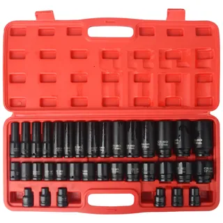DAYUAN 35tlg 1/2" Schlagschrauber Nuss Set Steckschlüsselsatz 8/10-32mm | Tiefe Cr-Mo Schlagnüsse für den Einsatz mit elektrischen Schlagschraubern, Impact Socket Set 78mm*10-32mm, 38mm*8-32mm