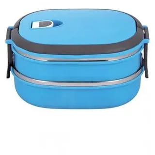 Luckyberg Lunchbox 1,5l Thermo Brotdose, luftdichte Brotdose mit Deckel, zweistöckig Lunch Box, Auslaufsichere Brotdose Kinder und Erwachsene (Blau)